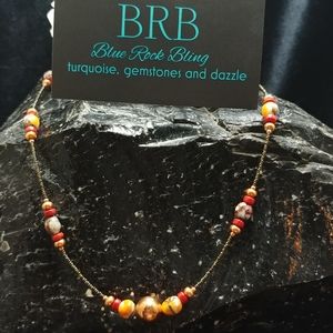 Spiney Oyster, Coral and Copper Necklace